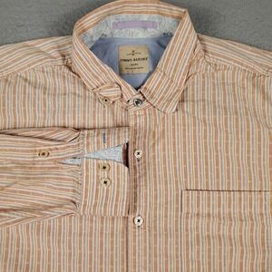 Tommy Bahama Orange Striped Mens Long Sleeve Button Up Shirt Size 2XL